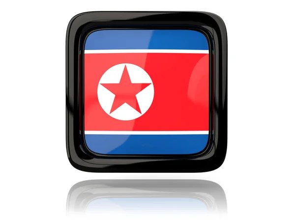 Vierkant pictogram met de vlag van korea noorden — Stockfoto