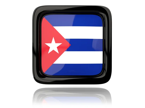 Icono cuadrado con bandera de cuba —  Fotos de Stock