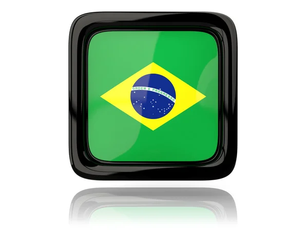 Ícone quadrado com bandeira do brasil — Fotografia de Stock