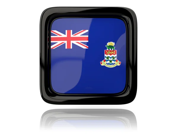 Ícone quadrado com bandeira de ilhas caiman — Fotografia de Stock