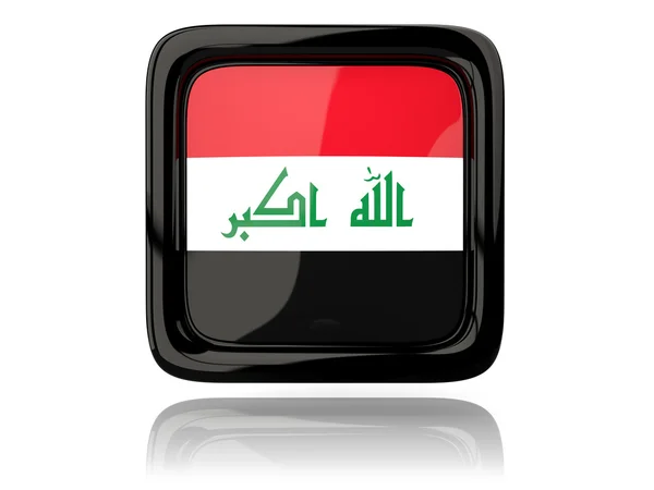Ícone quadrado com bandeira de iraq — Fotografia de Stock