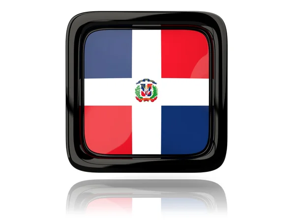 Fyrkantig ikon med Dominikanska republikens flagga — Stockfoto