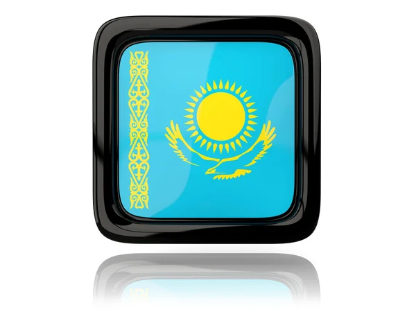 Icono cuadrado con bandera de kazakhstan —  Fotos de Stock