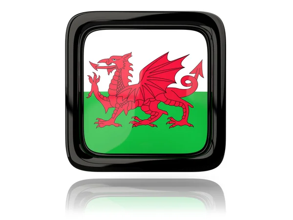 Čtvercová ikona s vlajka Walesu — Stock fotografie