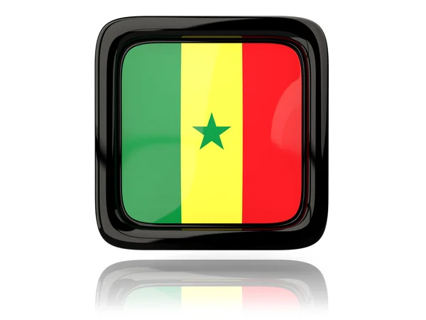 Ícone quadrado com bandeira do Senegal — Fotografia de Stock