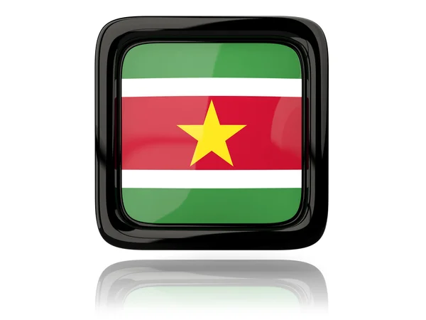 Ícone quadrado com bandeira do suriname — Fotografia de Stock