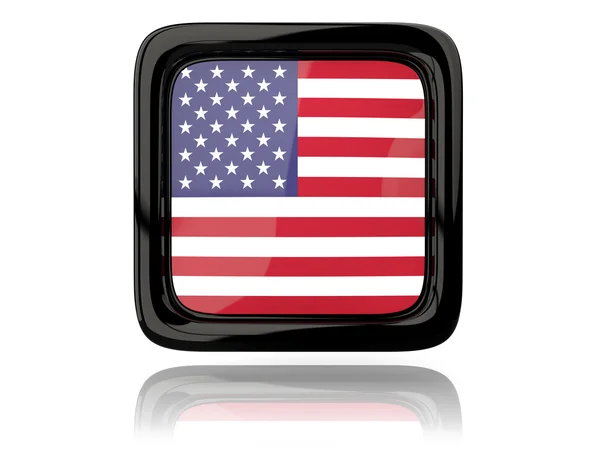 Ícone quadrado com bandeira dos estados unidos da América — Fotografia de Stock