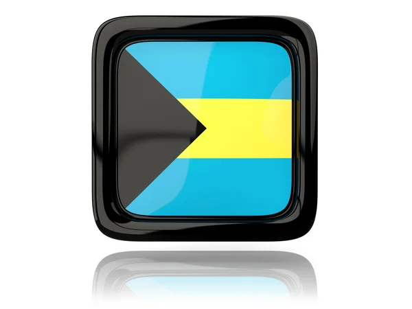 Ícone quadrado com bandeira de bahamas — Fotografia de Stock