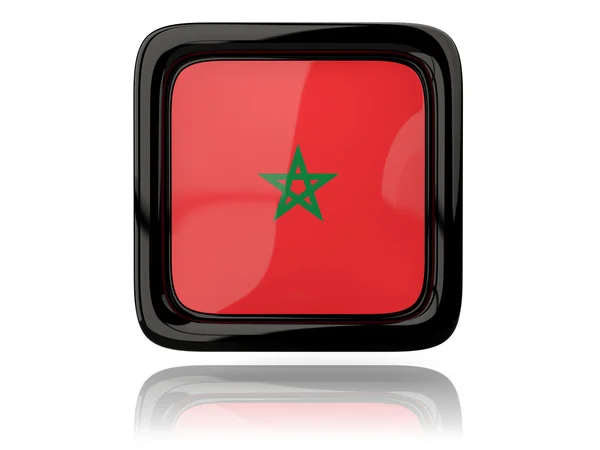 Ícone quadrado com bandeira de morocco — Fotografia de Stock