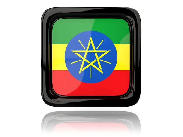 Квадратная икона с флагом Эфиопии — стоковое фото