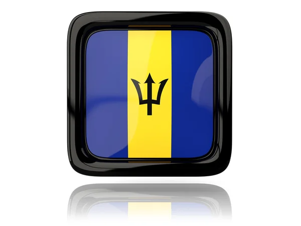 Ícone quadrado com bandeira de barbados — Fotografia de Stock