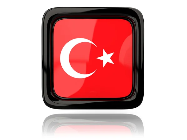 Τετράγωνο εικονίδιο με τη σημαία της Τουρκίας — Φωτογραφία Αρχείου