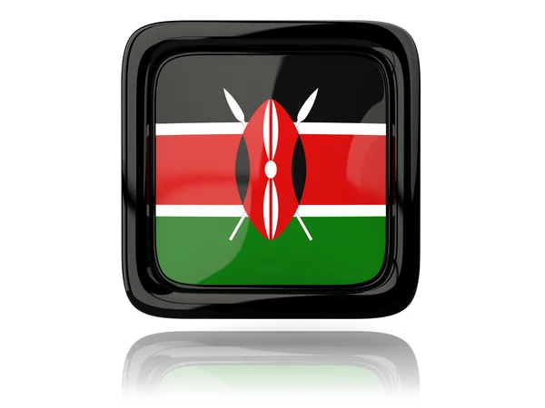Fyrkantig ikon med flagga kenya — Stockfoto