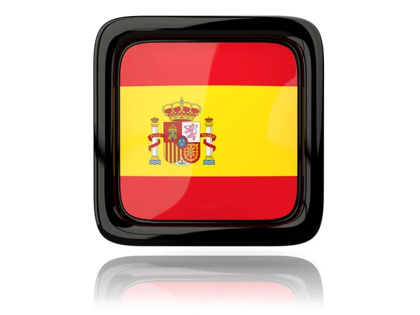 Ikona kwadratu z banderą Hiszpanii — Zdjęcie stockowe