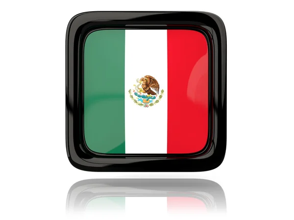 Ícone quadrado com bandeira do México — Fotografia de Stock