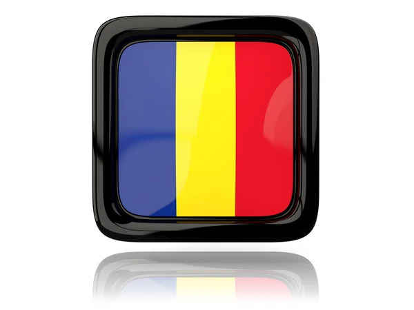 Čtvercová ikona s vlajka Rumunska — Stock fotografie