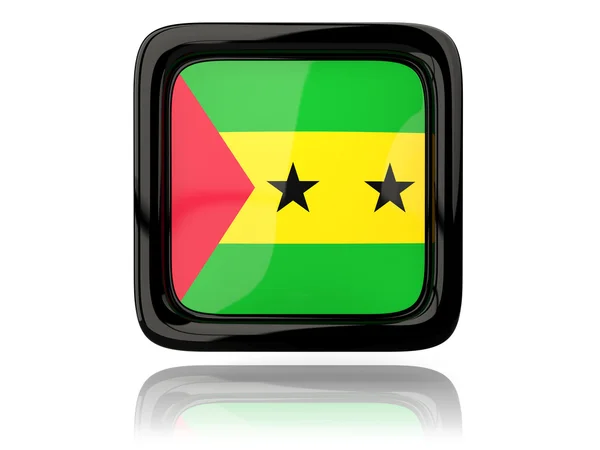 Ícone quadrado com bandeira de São Tomé e Príncipe — Fotografia de Stock