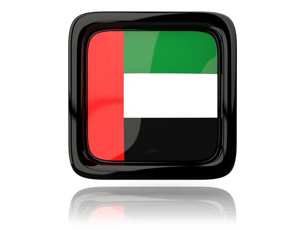 Ícone quadrado com bandeira de emirados árabes unidos — Fotografia de Stock