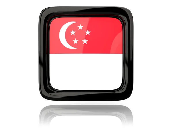 与新加坡国旗方形图标 — 图库照片