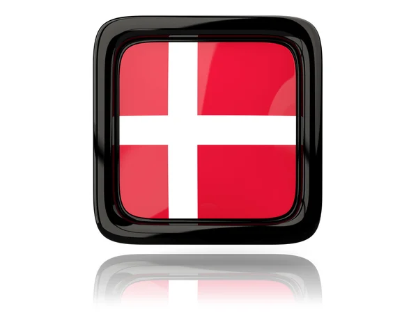 Fyrkantig ikon med flagga Danmark — Stockfoto