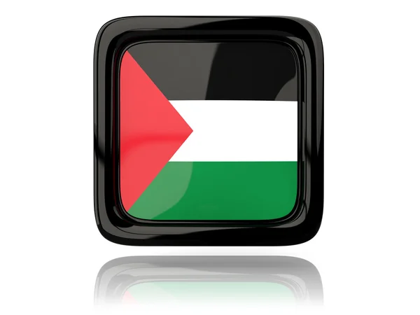 Čtvercová ikona s vlajkou palestinského území — Stock fotografie