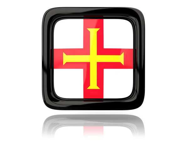 Čtvercová ikona s vlajka guernsey — Stock fotografie