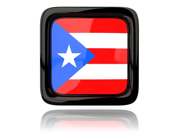Icona quadrata con bandiera del Porto Rico — Foto Stock