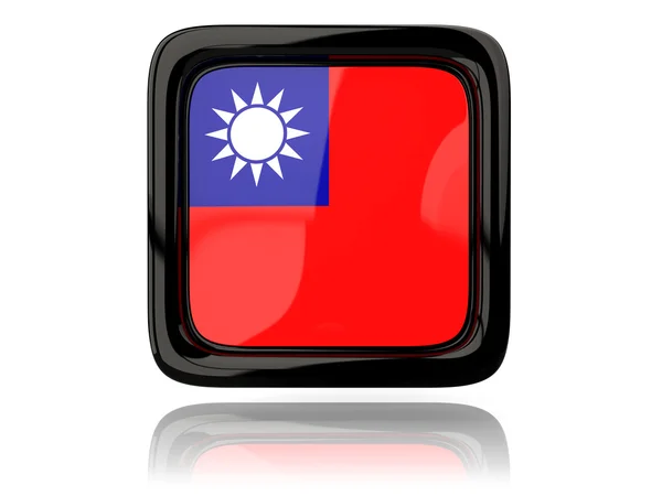 Fyrkantig ikon med flagga Republiken Kina — Stockfoto