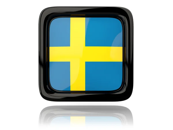 Fyrkantig ikon med svensk flagg — Stockfoto