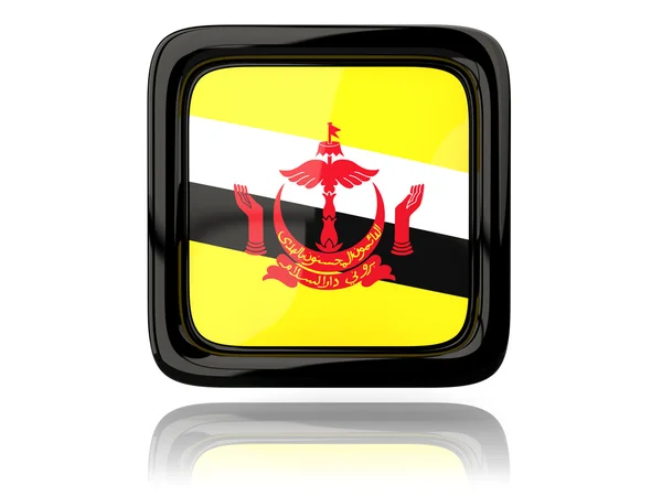Ícone quadrado com bandeira de brunei — Fotografia de Stock