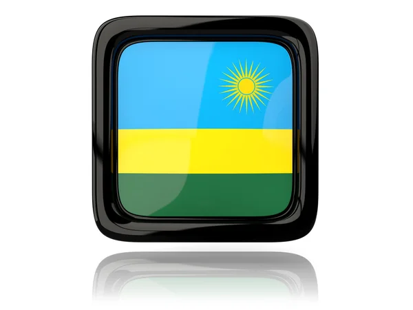Icono cuadrado con bandera de Ruanda — Foto de Stock