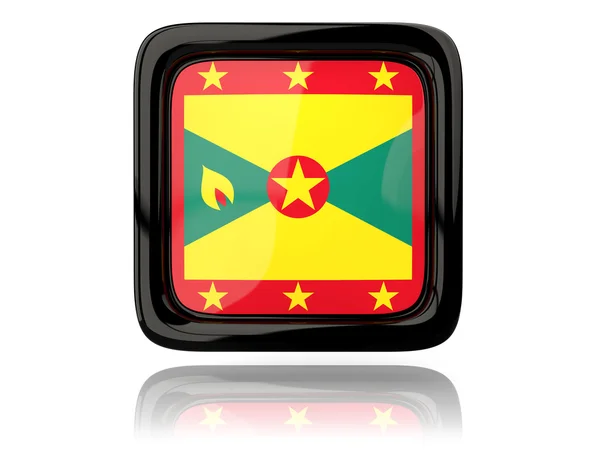 Čtvercová ikona s Grenadská vlajka — Stock fotografie
