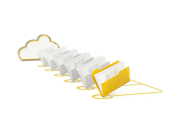 Sarı bulut sürücü simgesini klasörlerle — Stok fotoğraf