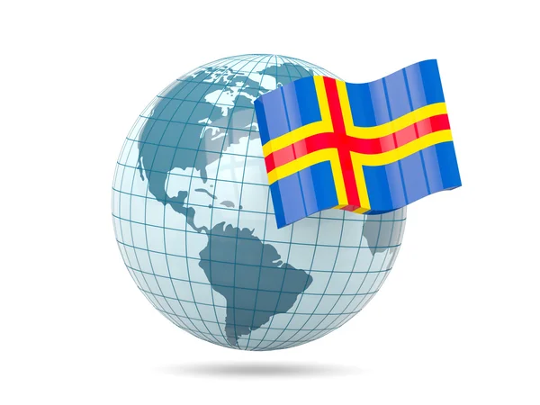 Globe with flag of aland islands — Stock Photo, Image