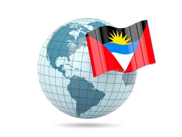 Globe with flag of antigua and barbuda — Stock Photo, Image