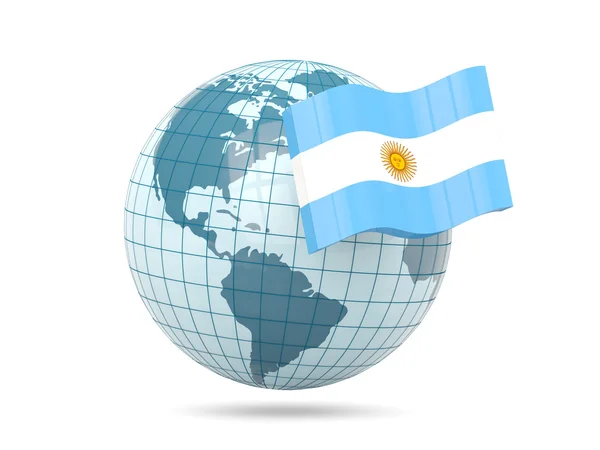 Wereldbol met vlag van Argentinië — Stockfoto