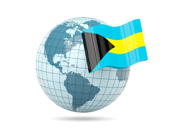 Globe with flag of bahamas — Stock Photo, Image
