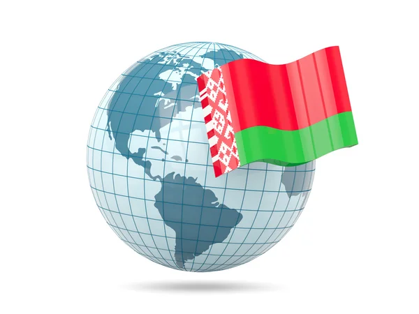 Zeměkoule s Běloruská vlajka — Stock fotografie