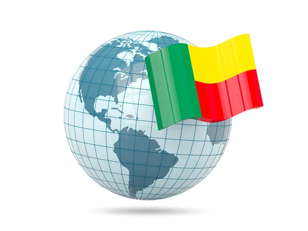 Globe with flag of benin — Stock Photo, Image
