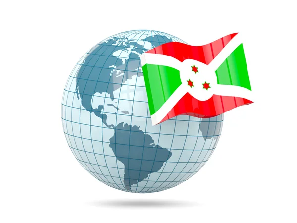 Burundi bayrağı ile dünya — Stok fotoğraf