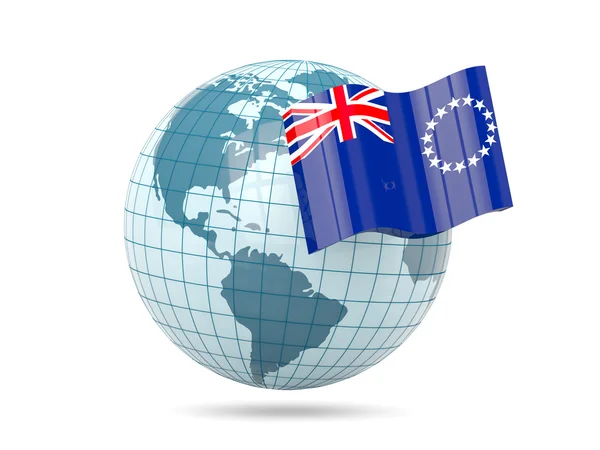 Cook Adaları bayrağı ile dünya — Stok fotoğraf