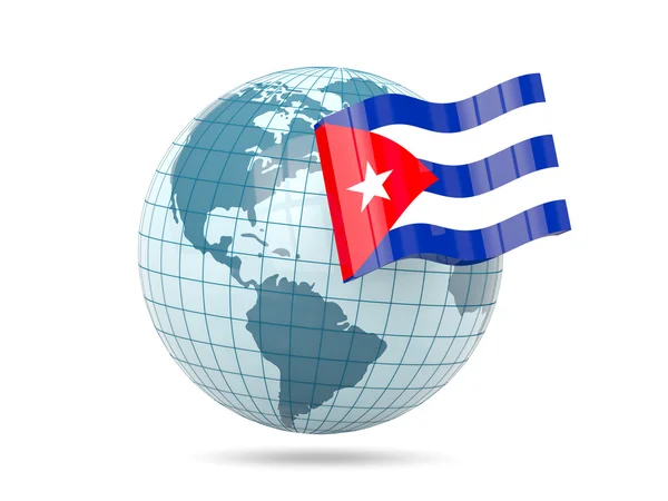 Globo com bandeira de cuba — Fotografia de Stock