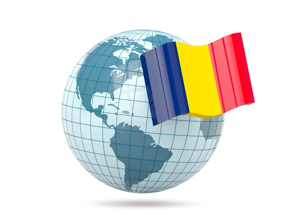 Globe with flag of chad — Stock Photo, Image