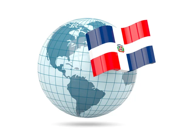 Globe with flag of dominican republic — Stock Photo, Image