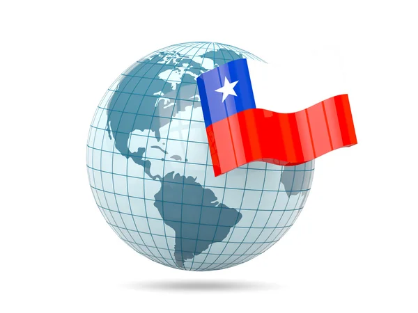 Världen med flagga chile — Stockfoto
