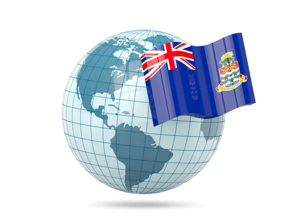 Globe Caymansaarten lipun kanssa — kuvapankkivalokuva