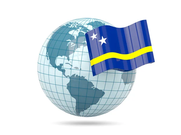 Globus mit Flagge von Curaçao — Stockfoto