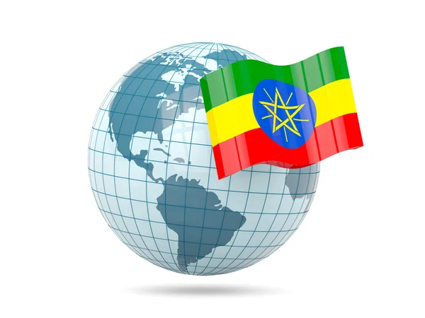 Globe with flag of ethiopia — Stock Photo, Image