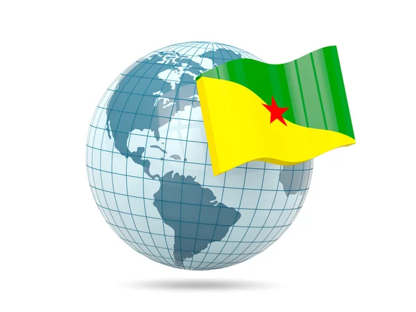 Globe with flag of french guiana — Stock Photo, Image