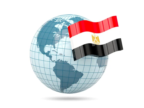 Världen med flagga Egypten — Stockfoto